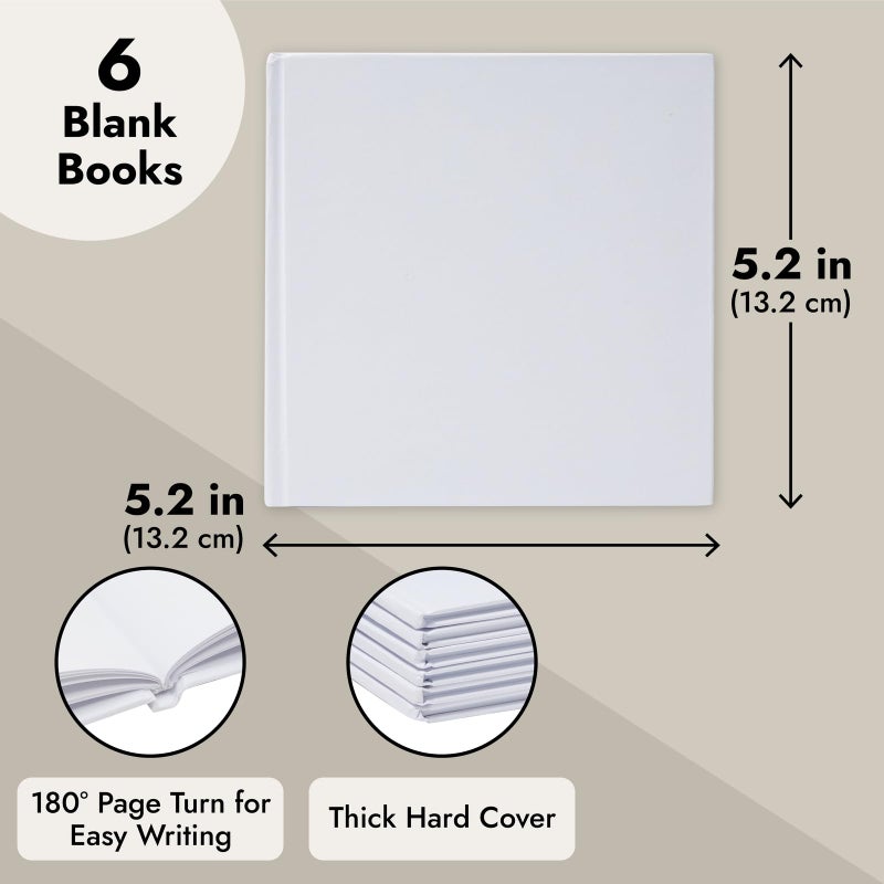 Paper Junkie Blank Books for Kids to Write Stories - 5.2 x 5.2 in White Hardcover, 6-Pack - Unlined Sketchbook Journal & Composition Notebook - Drawing Notebook for Kids - Create Your Own Book - Image 3